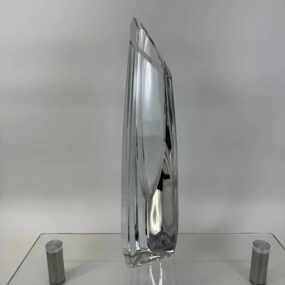 Vintage Crystal Art Glass Abstract Sculpture Vase High Quality Heavy Piece